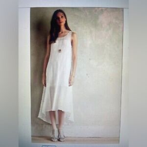 ANTHROPOLOGIE White Gauze Midi High Low Dress by Leifsdottir - Size XS